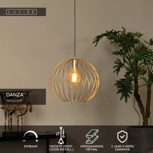 Lucide DANZA - Hanglamp - Ø 40 cm - 1xE27 - Mat Goud / Messing - USP